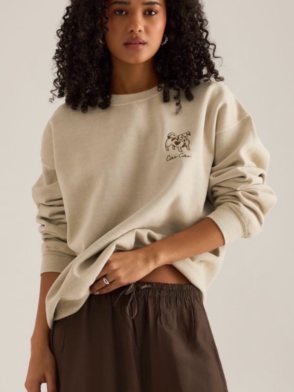 Anthropologie Embroidered Dog Sweatshirt